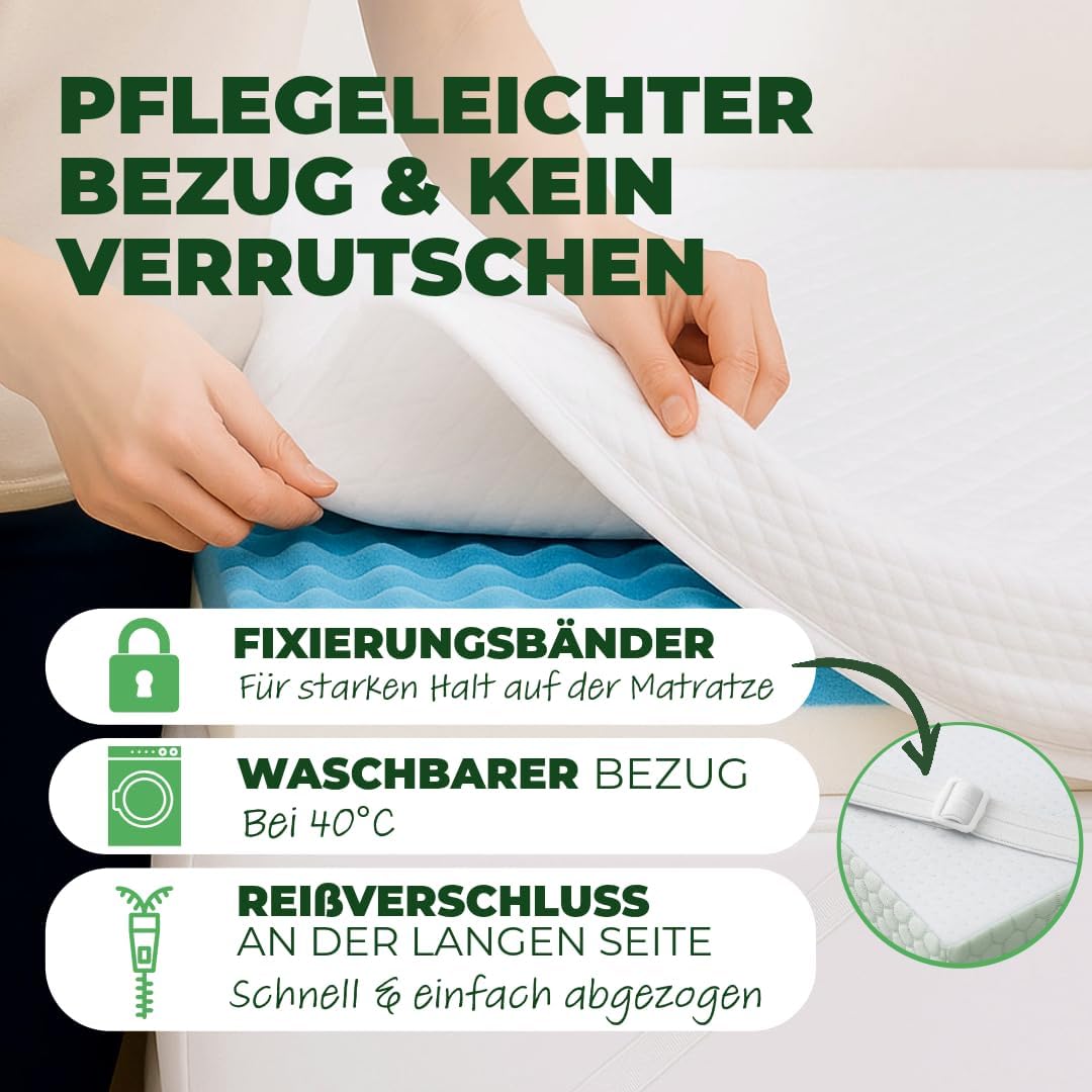 Welldora Premium Topper 180x200cm – ideal für unbequeme Matratze, Schlafsofa & Boxspringbett, wendbar mit 2 Härten, orthopädischer 5-Zonen-Matratzentopper, Oeko-TEX, Bambus & fachärztlich geprüft