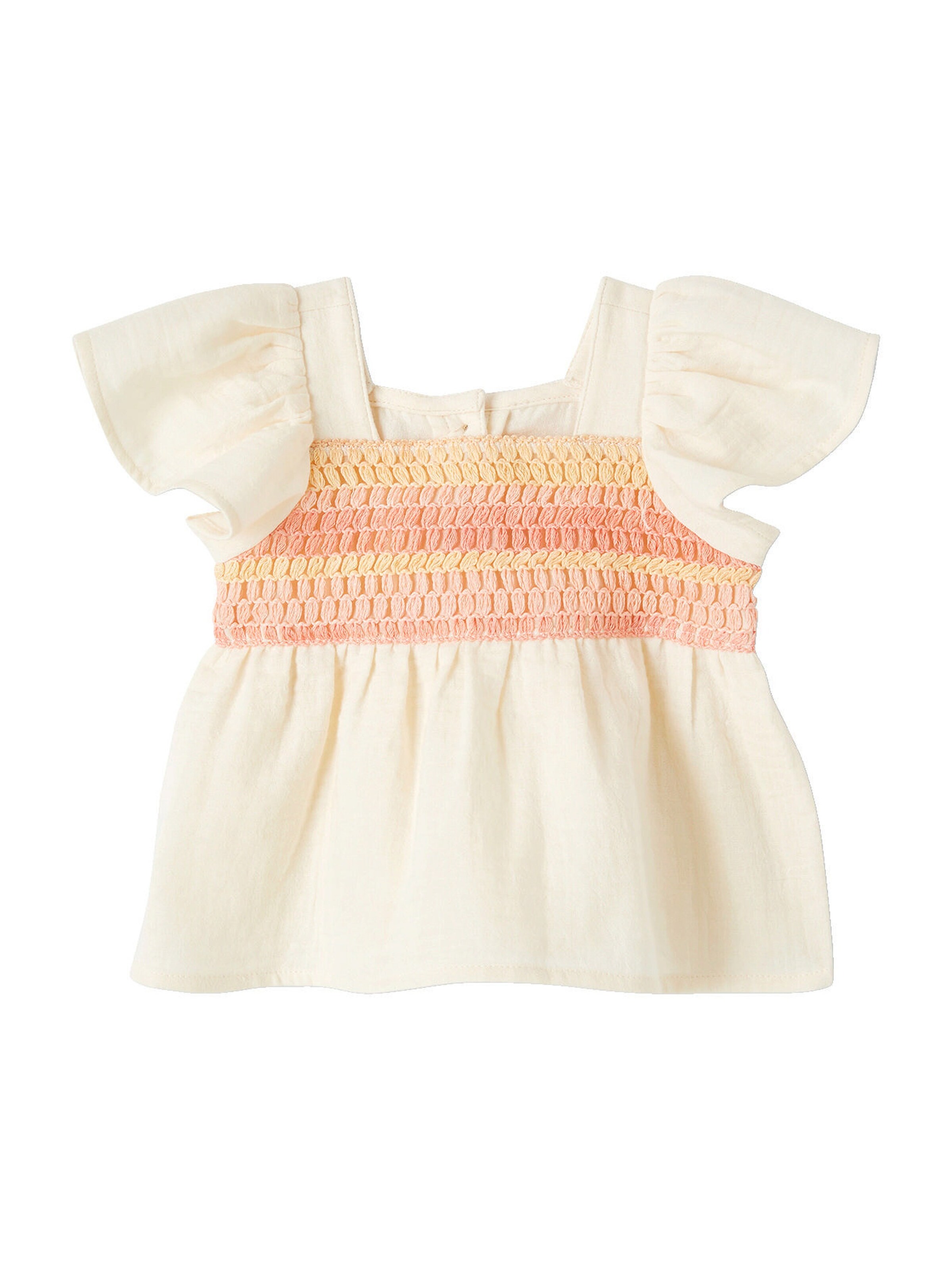 Vertbaudet Mädchen Baby Bluse mit Häkelspitze wollweiß
