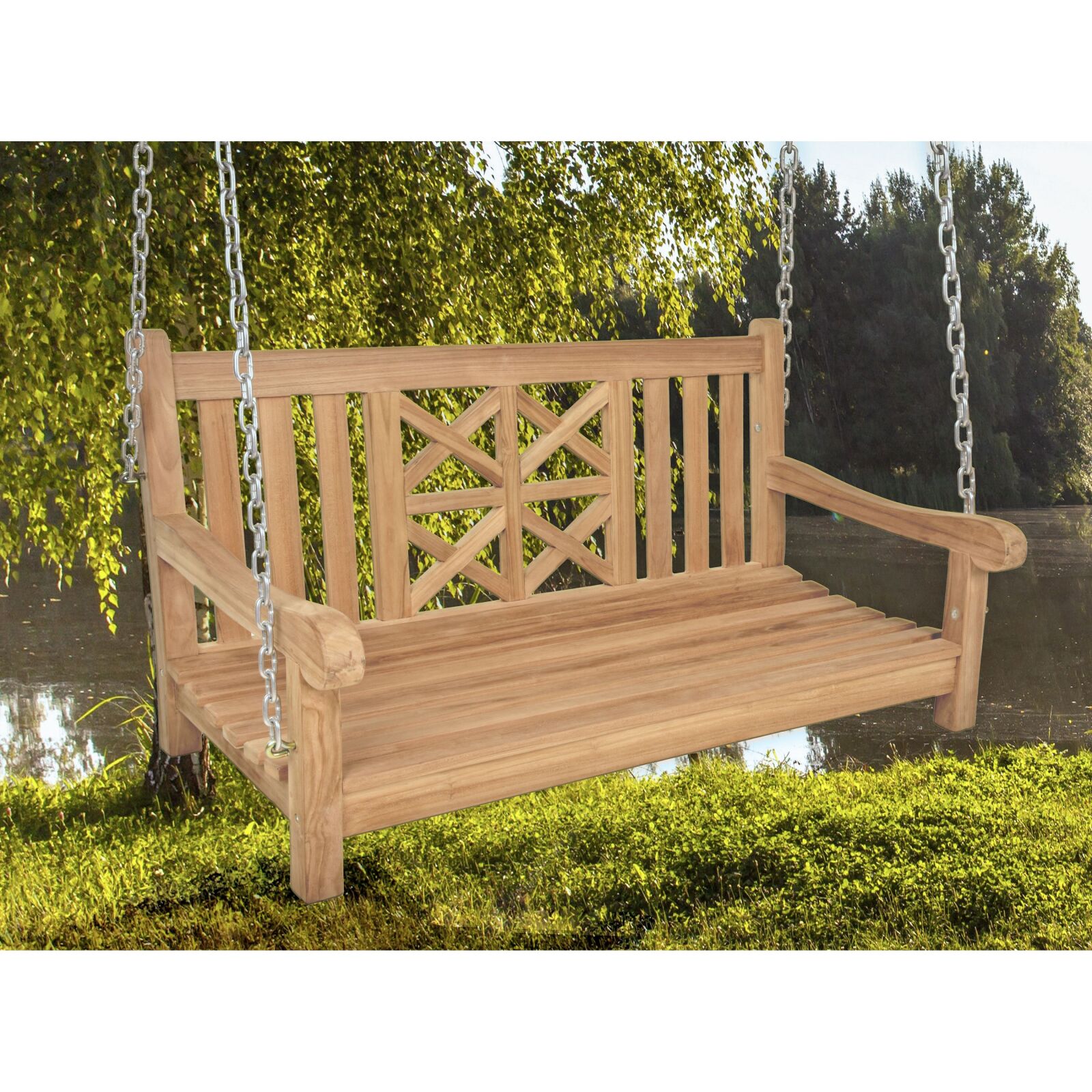 2-Sitzer Hängebank LATOA - Teak massiv - 120 cm