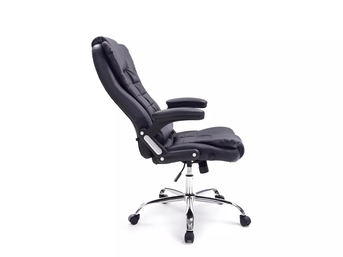Chaise de bureau - Similicuir & Métal chromé - Noir - Thor