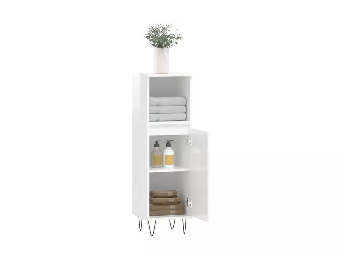 Armoire de salle de bain blanc brillant 30x30x100 cm