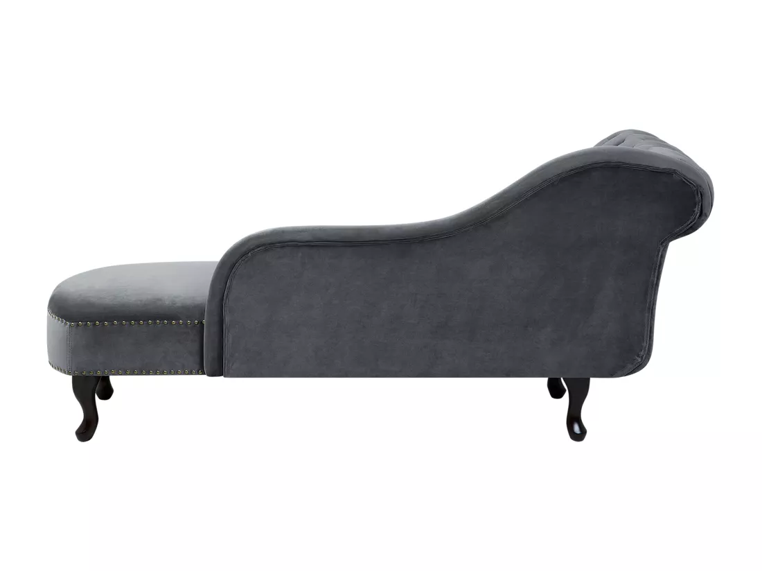 Méridienne Chesterfield en velours gris NIMES