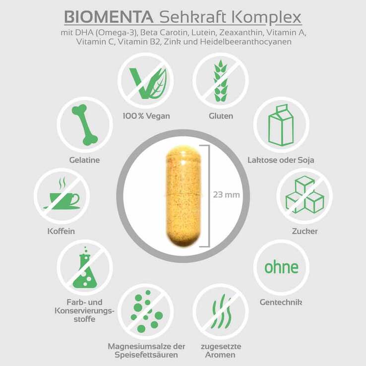 Biomenta Sehkraft Kompl.DHA Lutein Zeaxanthin Kapseln , 90 St