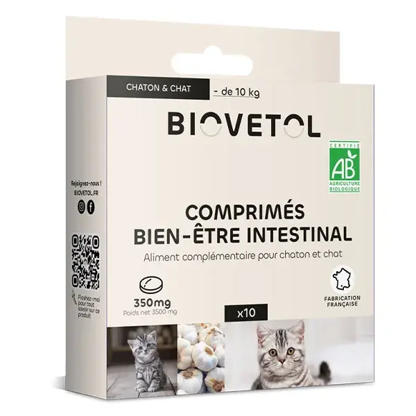 Biovetol - Comprimés Bien-être Intestinal Chat / chaton Bio - x10