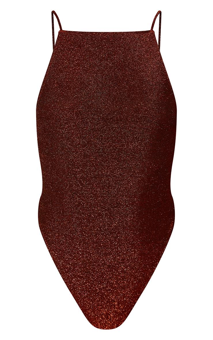 Marron Maillot De Bain De Natation Dos Nageur Pailleté Chocolat