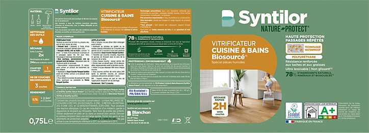 Vitrificateur cuisine et bains Biosourcé Nature Protect Syntilor incolore mat 0,75L
