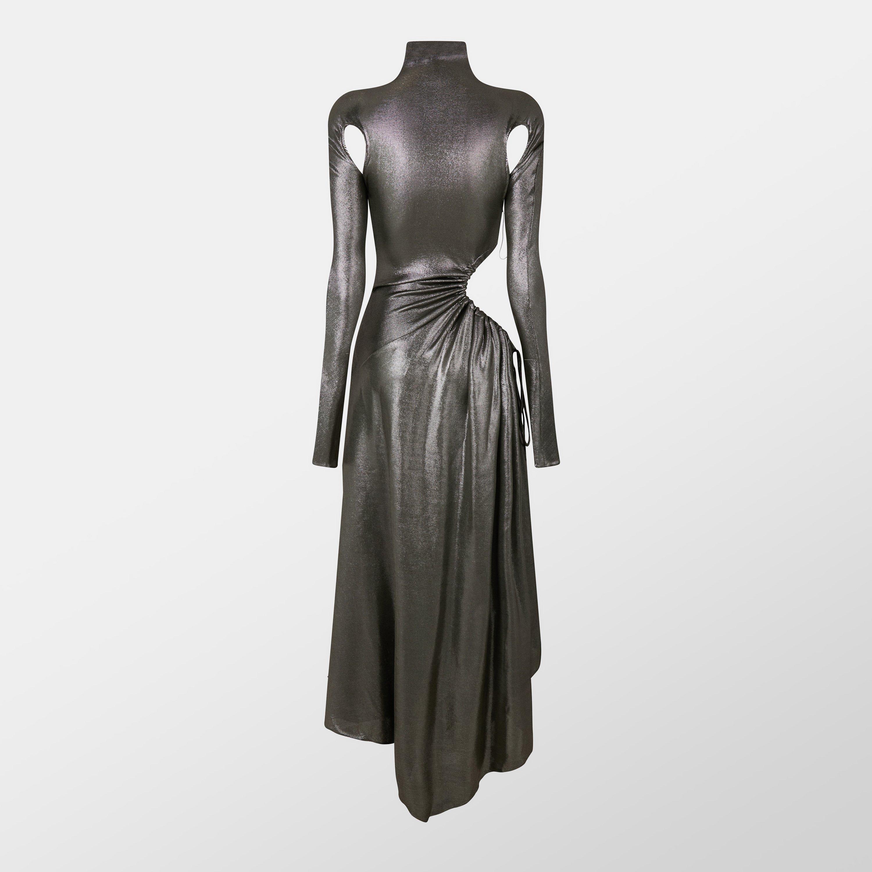 Off White Cut Out Ruched Dress