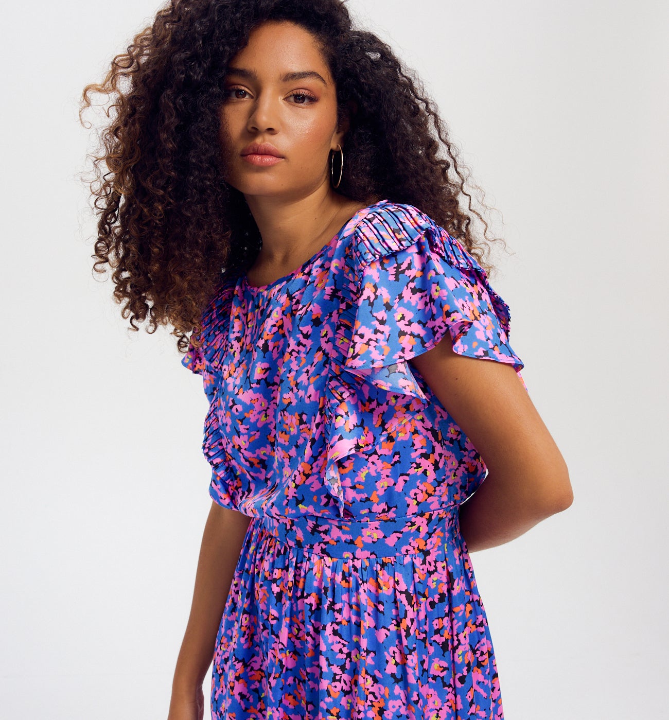 Robe en satin imprimé Femme - Imprimé bleu
