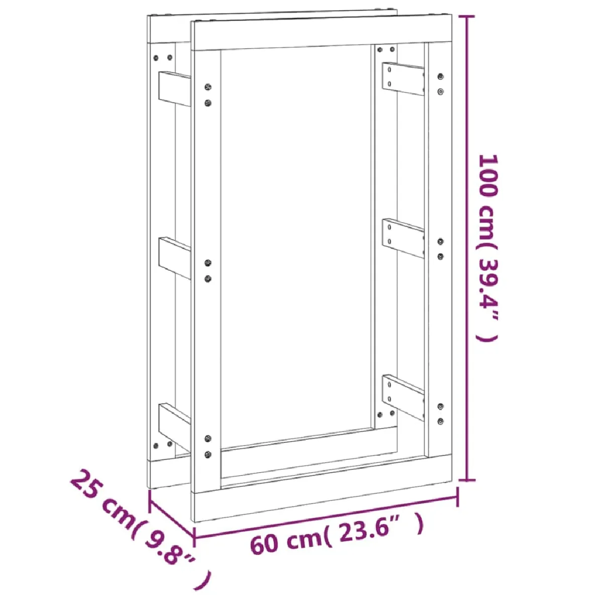 vidaXL Support bois de chauffage 60x25x100 - Pin massif