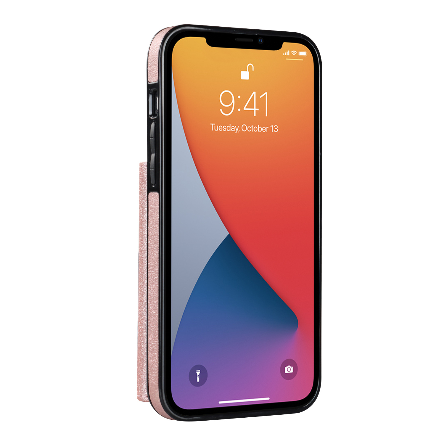 iPhone 14 Pro Max Necklace Leder Schutz Hülle mit Kartenfach   Handykette (140cm) - Roségold