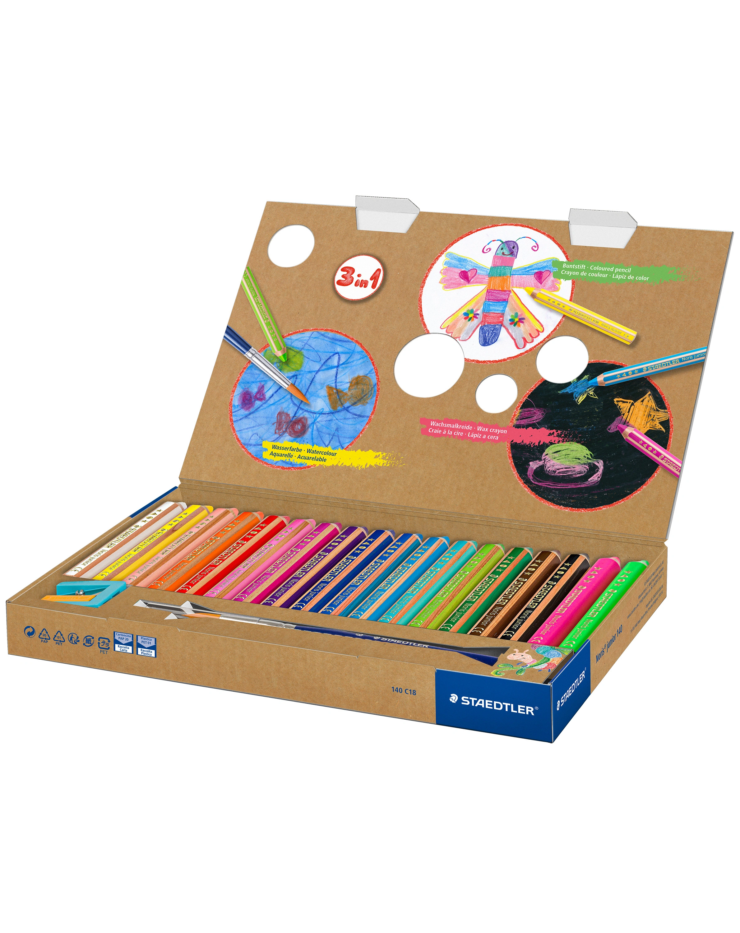 140 C18 buddy-Buntstifte 3 in 1 mit 18 Farben