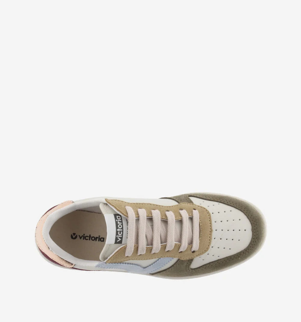 MADRID CUIR FENDU MULTICOLORE Baskets pour femmes en cuir fendu multicolore KAKI