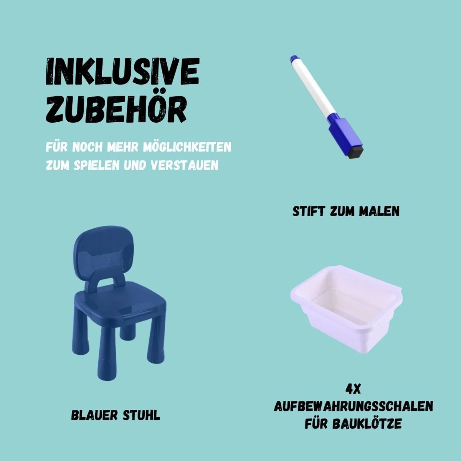 Bau- und Spieltisch Sascha inklusive Stuhl - Kreativer Spielspaß für Kinder -Mal- und Wasserspieltisch