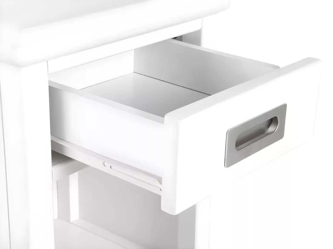 Lot de 2 tables de chevet - 1 tiroir et 1 niche - Pin - Blanc - GUERANDE