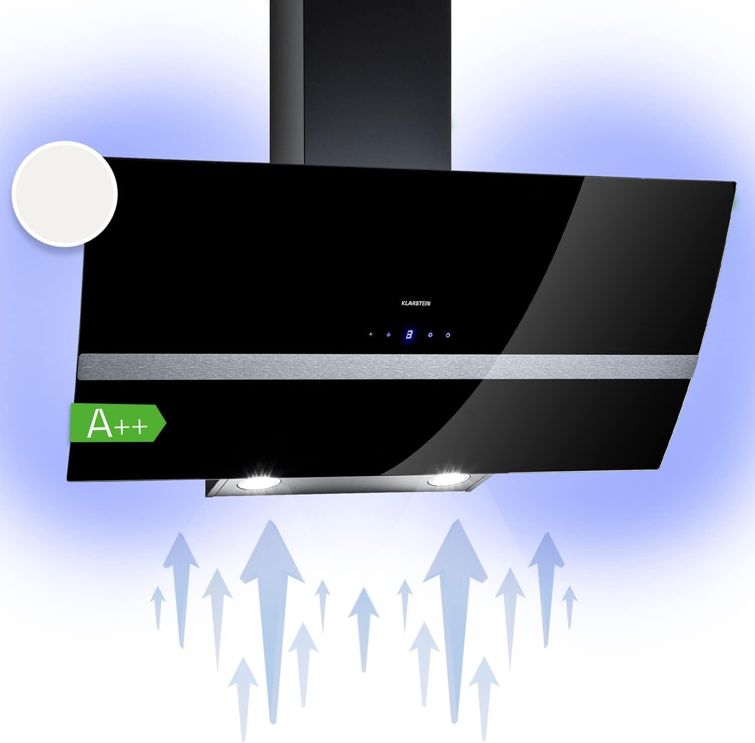 Klarstein Dunstabzugshaube Umluft/Abluft, Leise Abzugshaube, Edelstahl Wandhaube, Dunstabzugshaube mit Filter, Dunstabzugshaube 90cm, Umlufthaube mit LED-Licht, Dunstabzug Kopffrei 509 m³/h Luftstrom