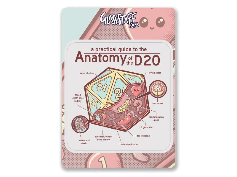Glass Staff Anatomy of the D20 Sticker Mehrfarbig Aufkleber für RPG-Fans