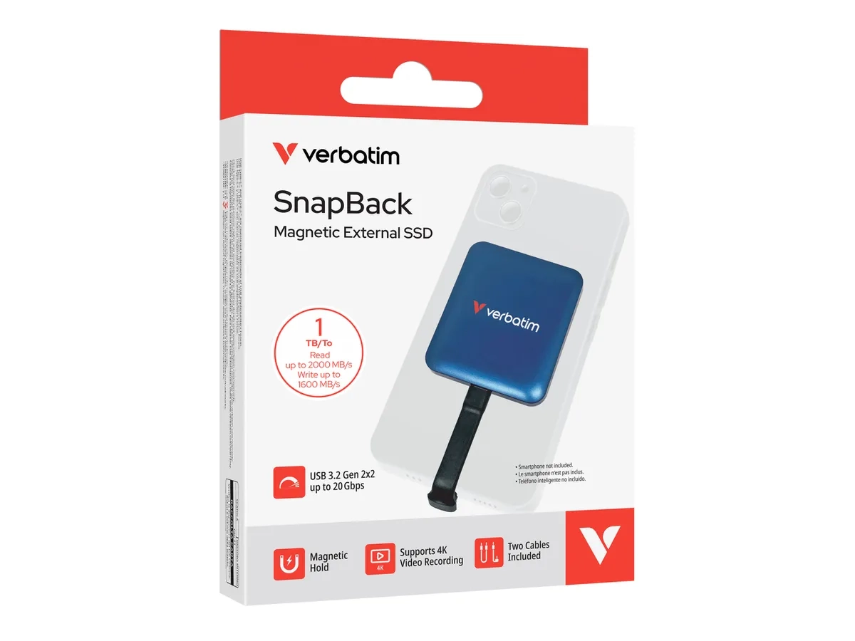 (1TB) SnapBack MagSafe PSSD Festplatte mit Magnetischem Ring und USB-C 3.2 (32075) - Blue Metallic