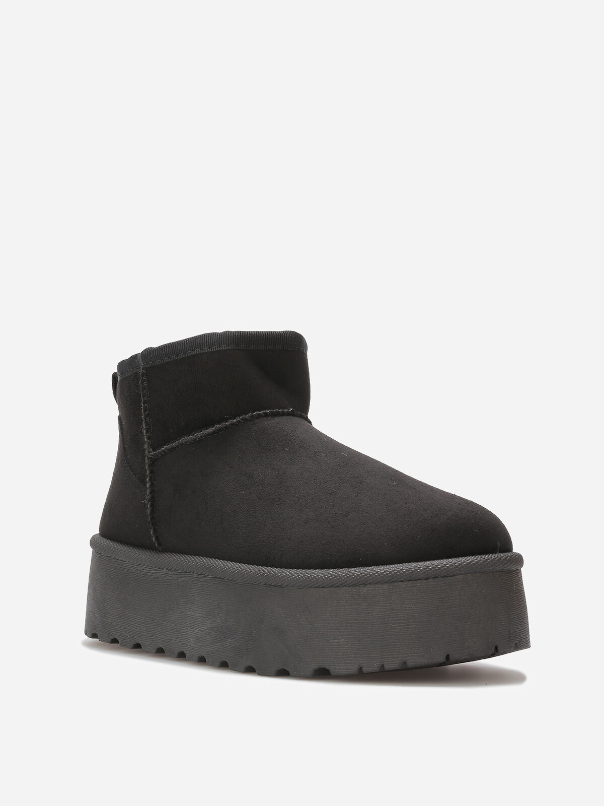 Boots en suédine fourrées à plateforme- Noir
