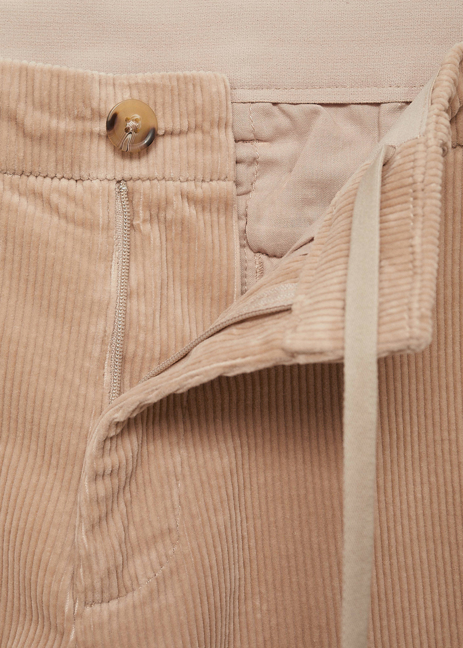 Mango Man corduroy slim fit broek lichtbeige
