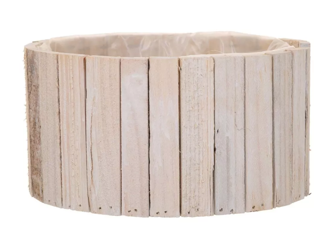 Ensemble de 2 paniers ronds en bois marron