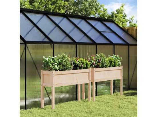 Jardinières 2 pièces avec pieds bois de pin massif