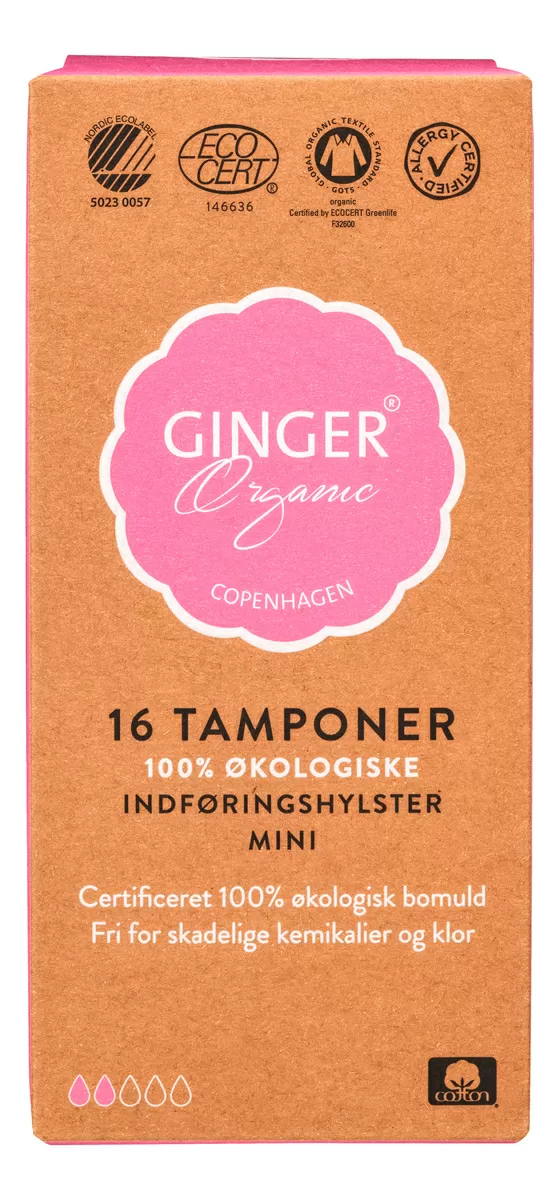 Ginger Organic Tampon m. indføring Mini - 16 stk.