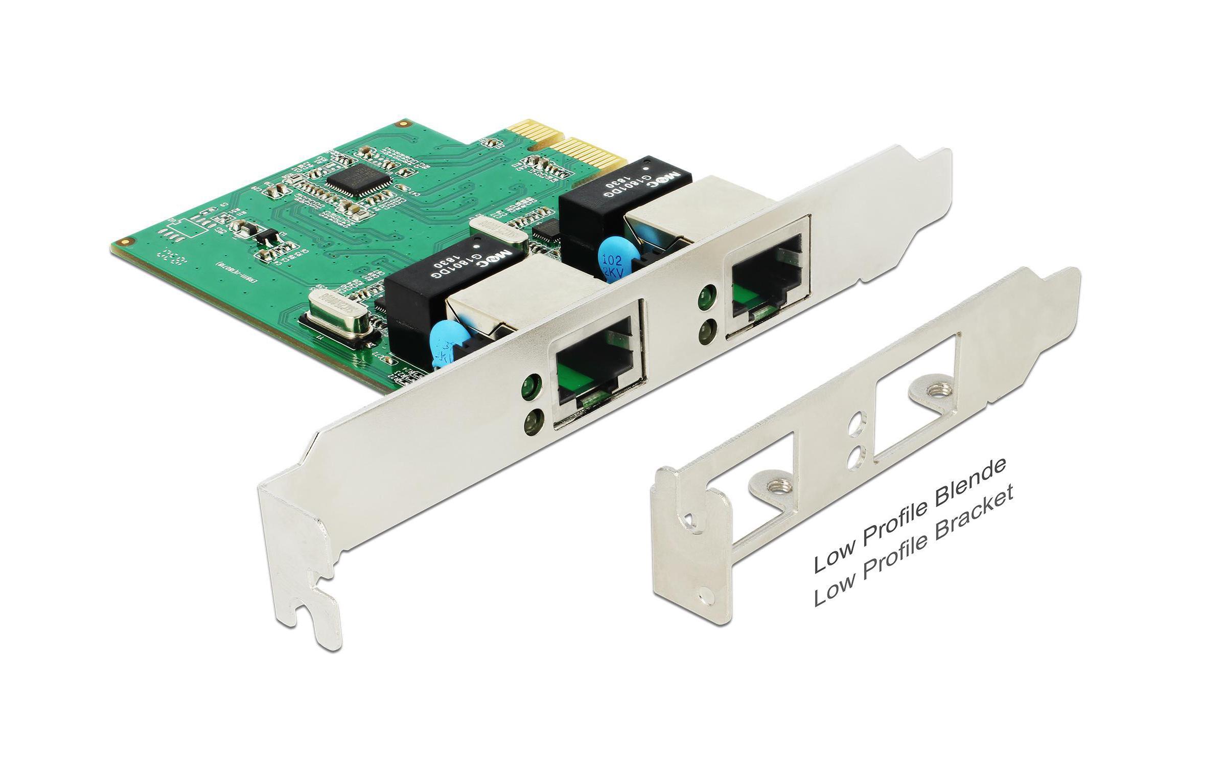 Netzwerkkarte 2 Ports, 1Gbps Realtek RTL8111H ChipsatzDelock PCI Express Karte zu 2 x Gigabit LAN