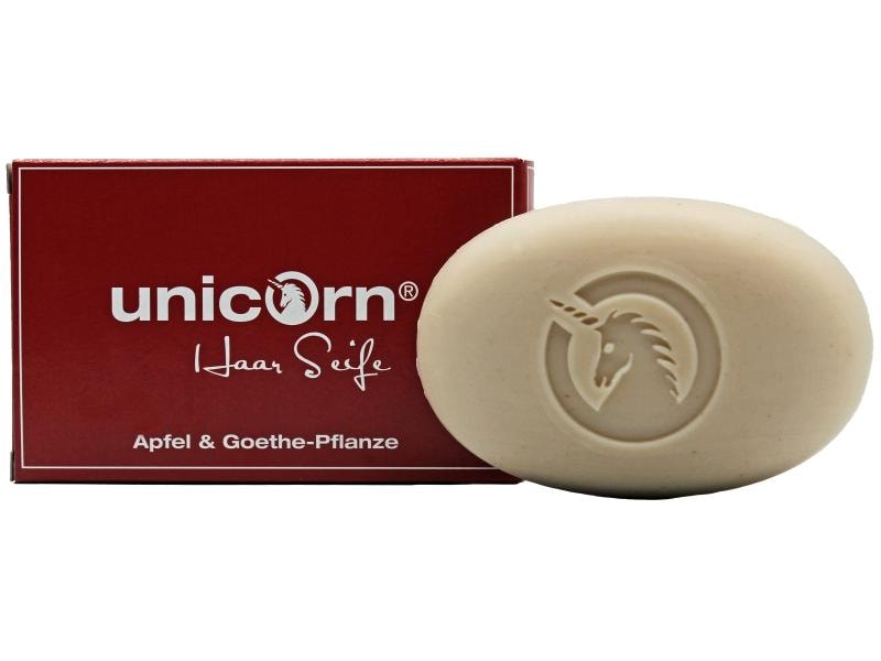 Unicorn Haarseife Apfel & Goethe-Pflanze 16 g Natürliches Haarshampoo mit Apfelduft