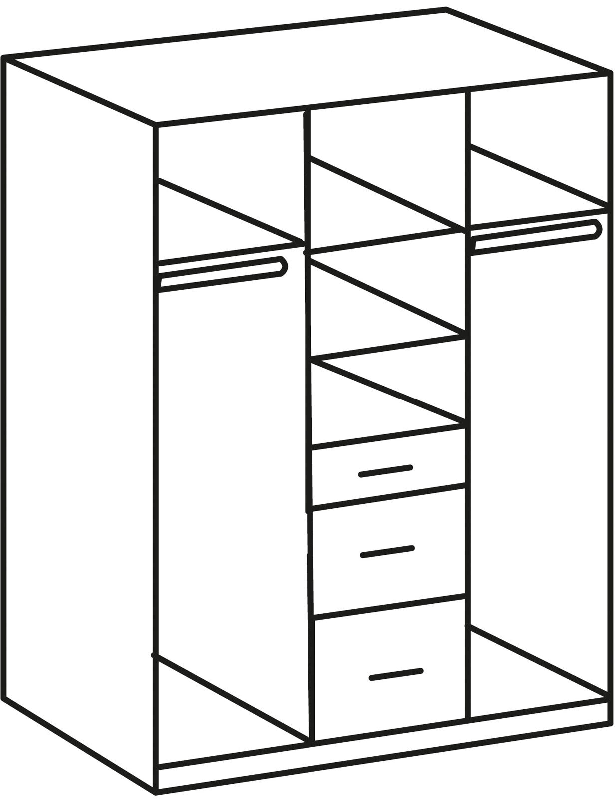 Drehtürenschrank Cariba 135 x 199 cm San Remo Eiche/ weiß