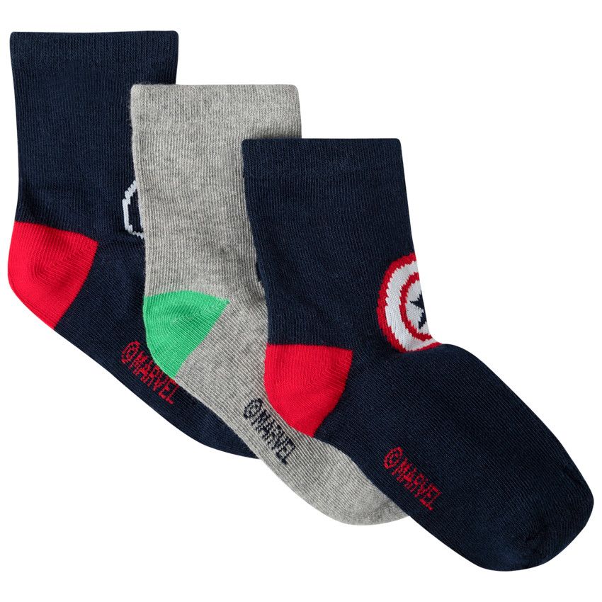 Lot de 3 paires de chaussettes motif Marvel - Bleu marine