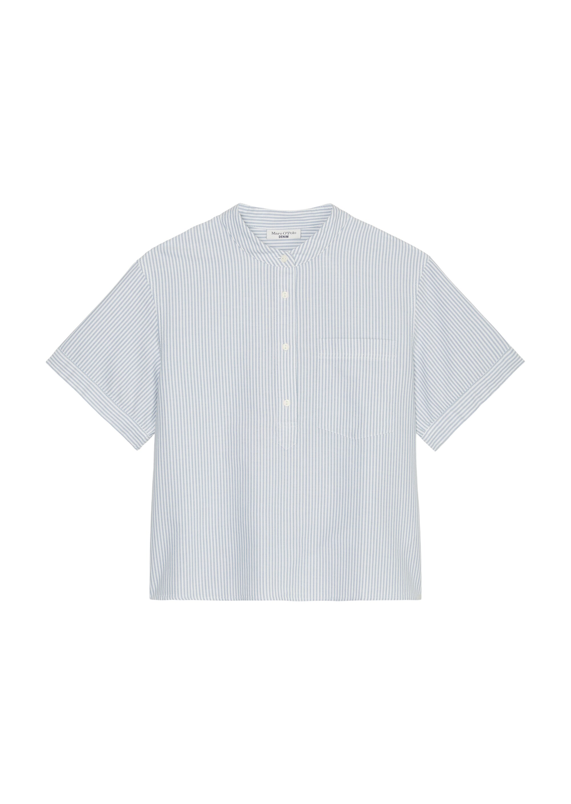Gestreifte Kurzarm-Bluse regularaus Baumwoll-Oxford