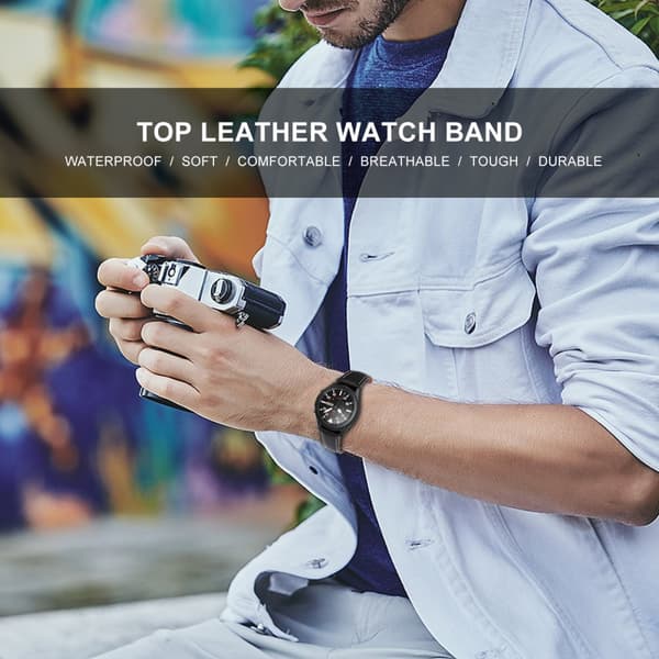 INF Klokkereim til Samsung Galaxy Watch 3 (45 mm) i ekte skinn, svart