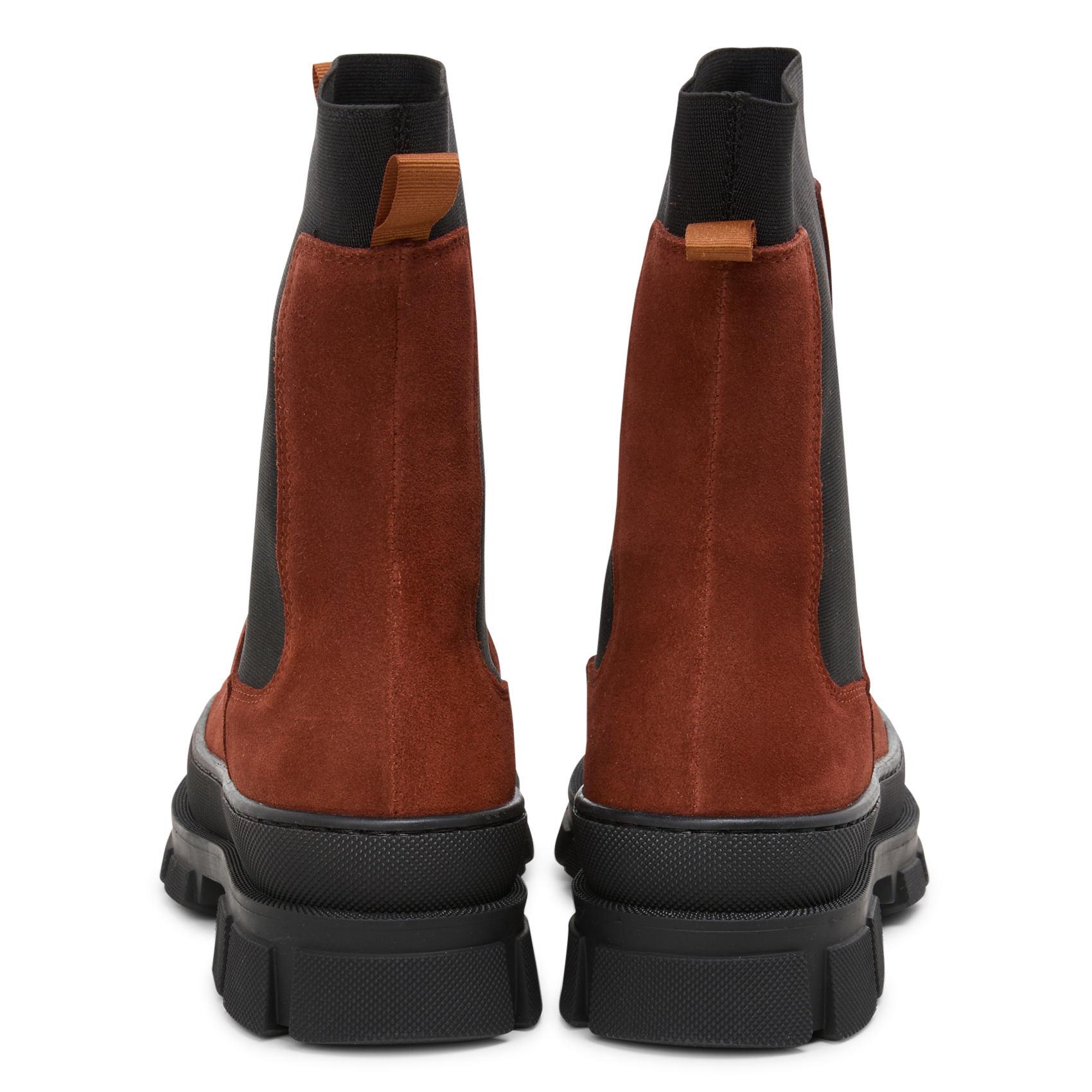 Bottines crantées en cuir velours | Orange