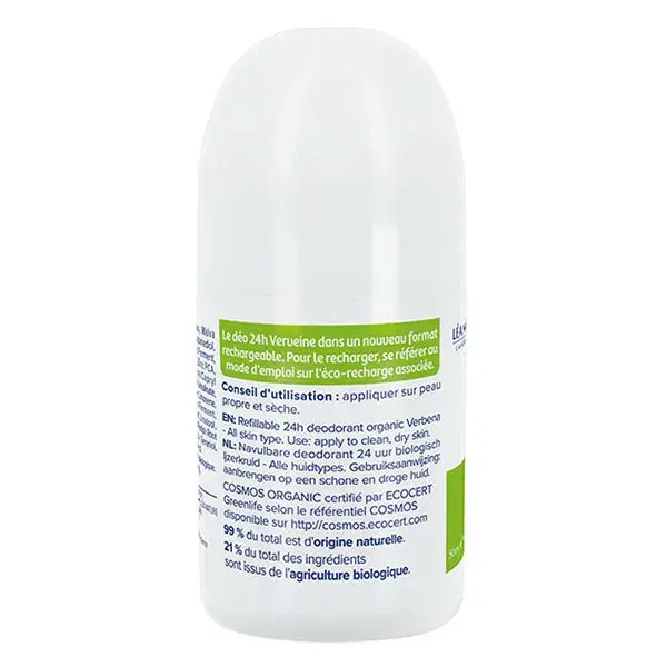 Desodorante Roll-on de Verbena Orgânico Recarregável 24h Natessance 50ml
