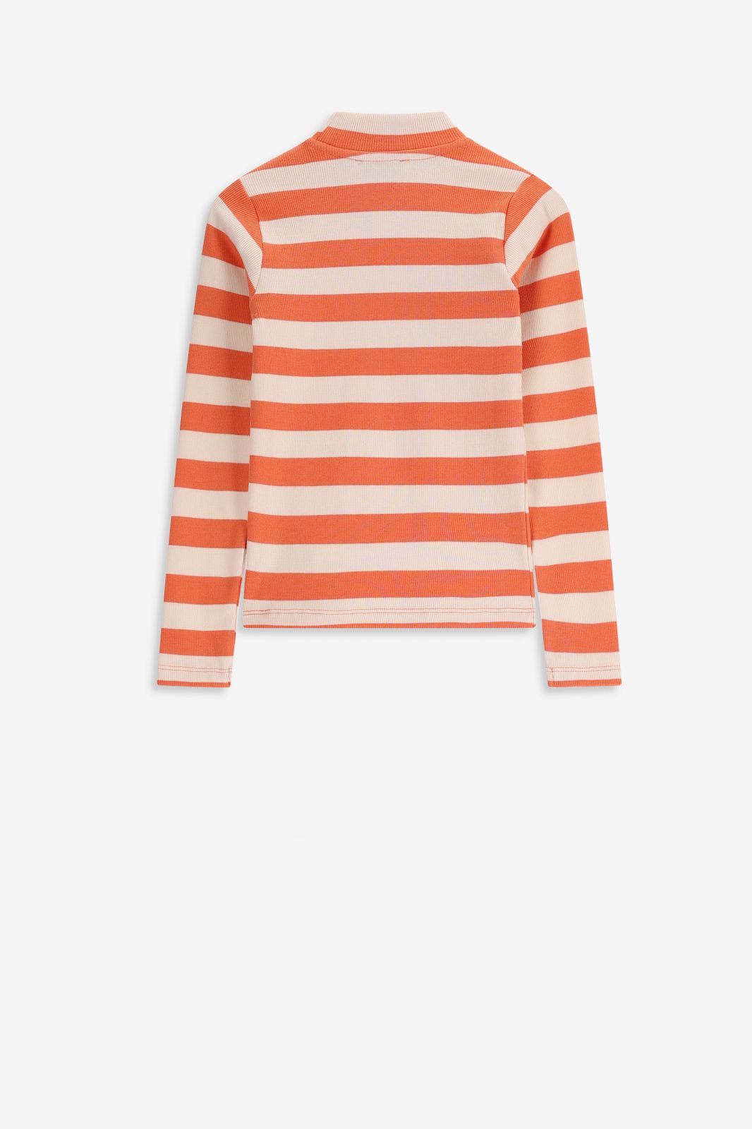 Oranje gestreept longsleeve t-shirt met mock hals