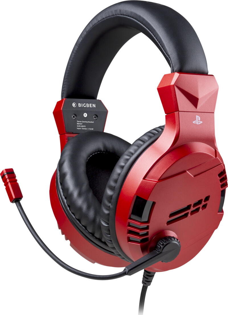 Gaming Headset Med Mikrofon Til PS4 Pc Mac - Bigben V3 - Rød