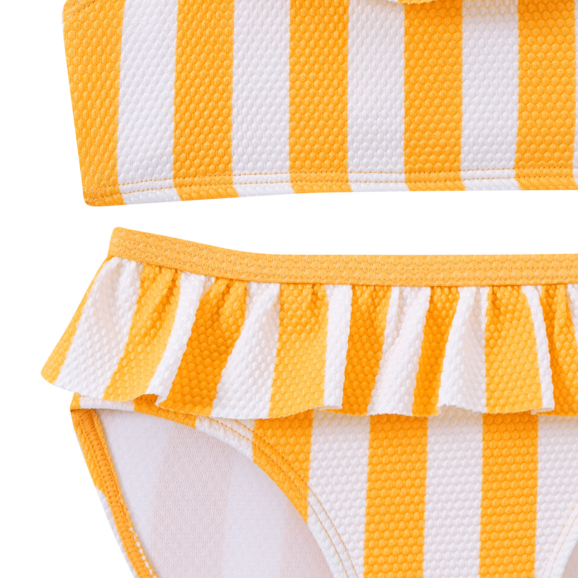 Famy Mädchen Bikini mit Wabenstruktur gelb / weiss