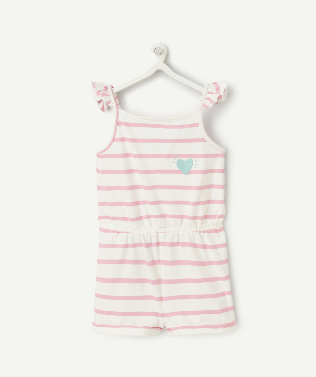 combishort bébé fille avec volants et détails ajourés