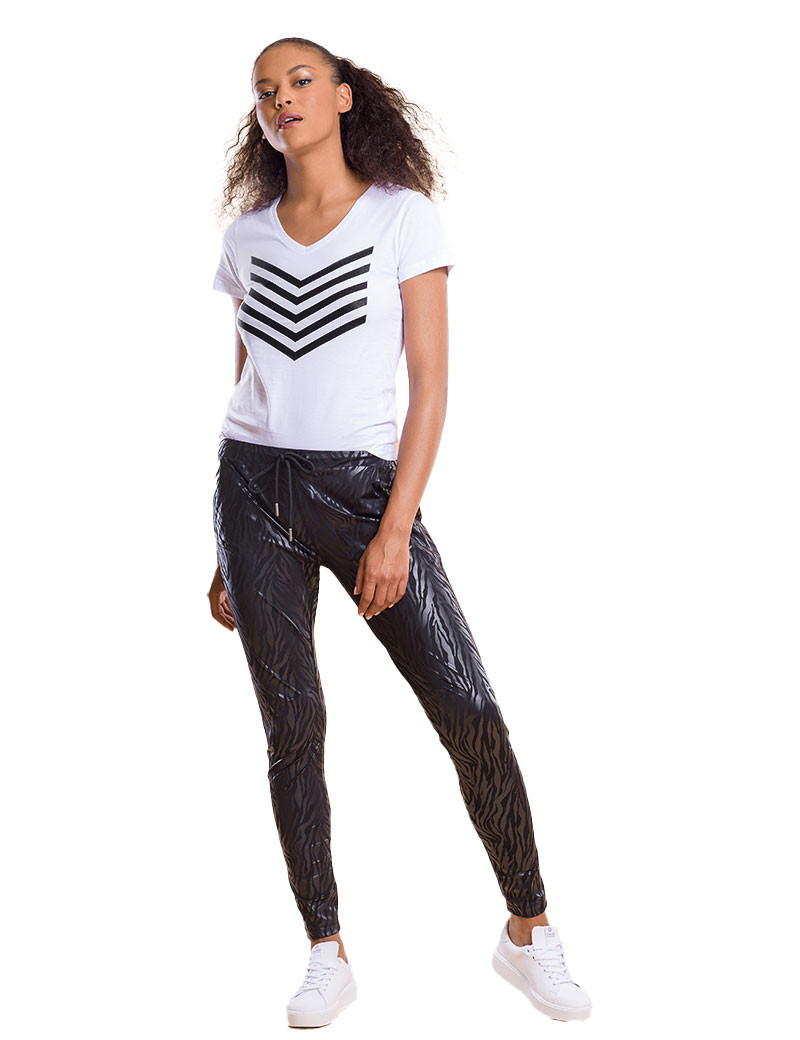 HBT HAILEY TOP COTON BLANC/GLITTER NOIR
