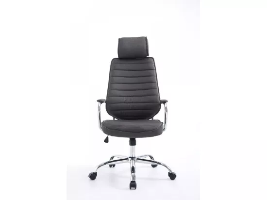 Chaise de bureau - Tissu & Métal chromé - Gris foncé - Rako