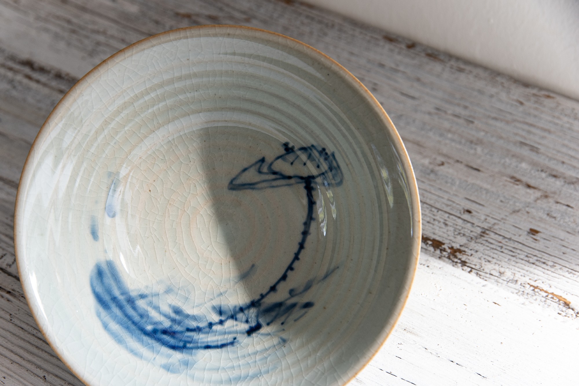 Keramikschale, weiß, blau, Ø 18 cm, H 6 cm von fischer's lagerhaus