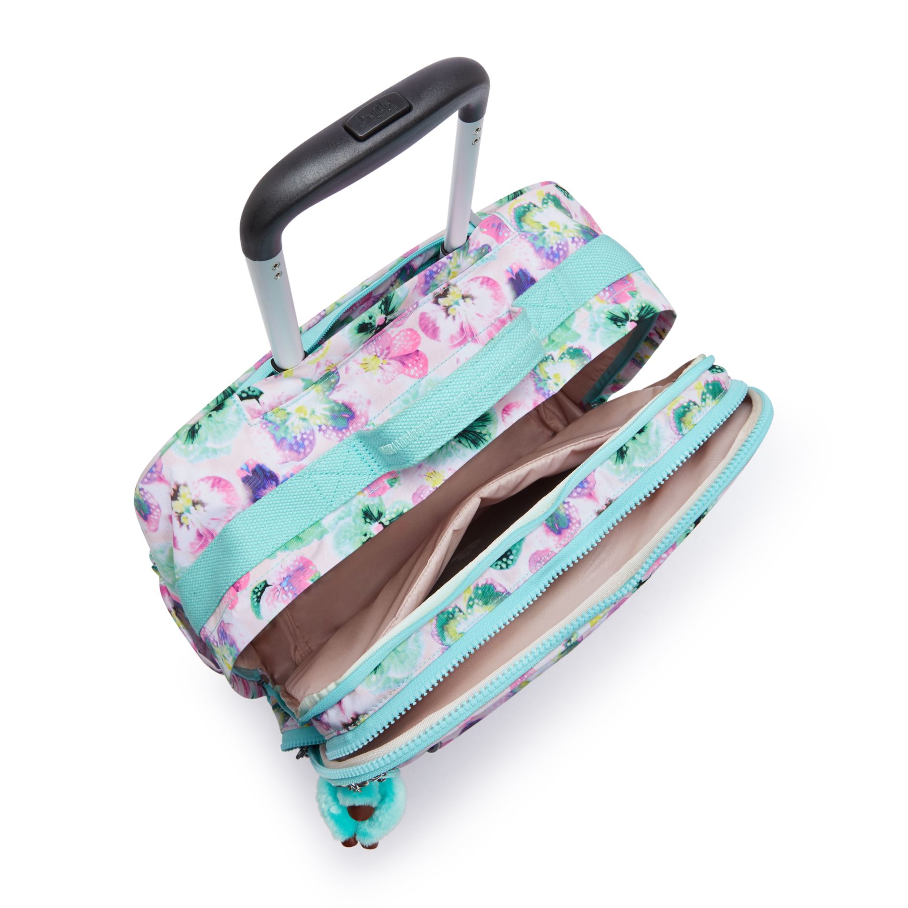 NEW STORIA Sac d'école à 4 roues pour enfants avec compartiment pour ordinateur - Aqua Blossom