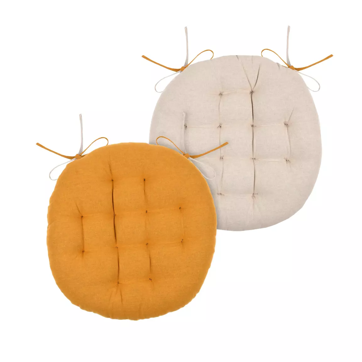 Coussin de chaise rond (38 cm) Duo Jaune safran