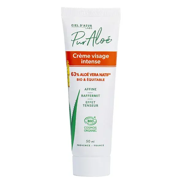 Creme Facial de Aloe Vera Pura, Aloe Vera Intensa 63%, 50ml