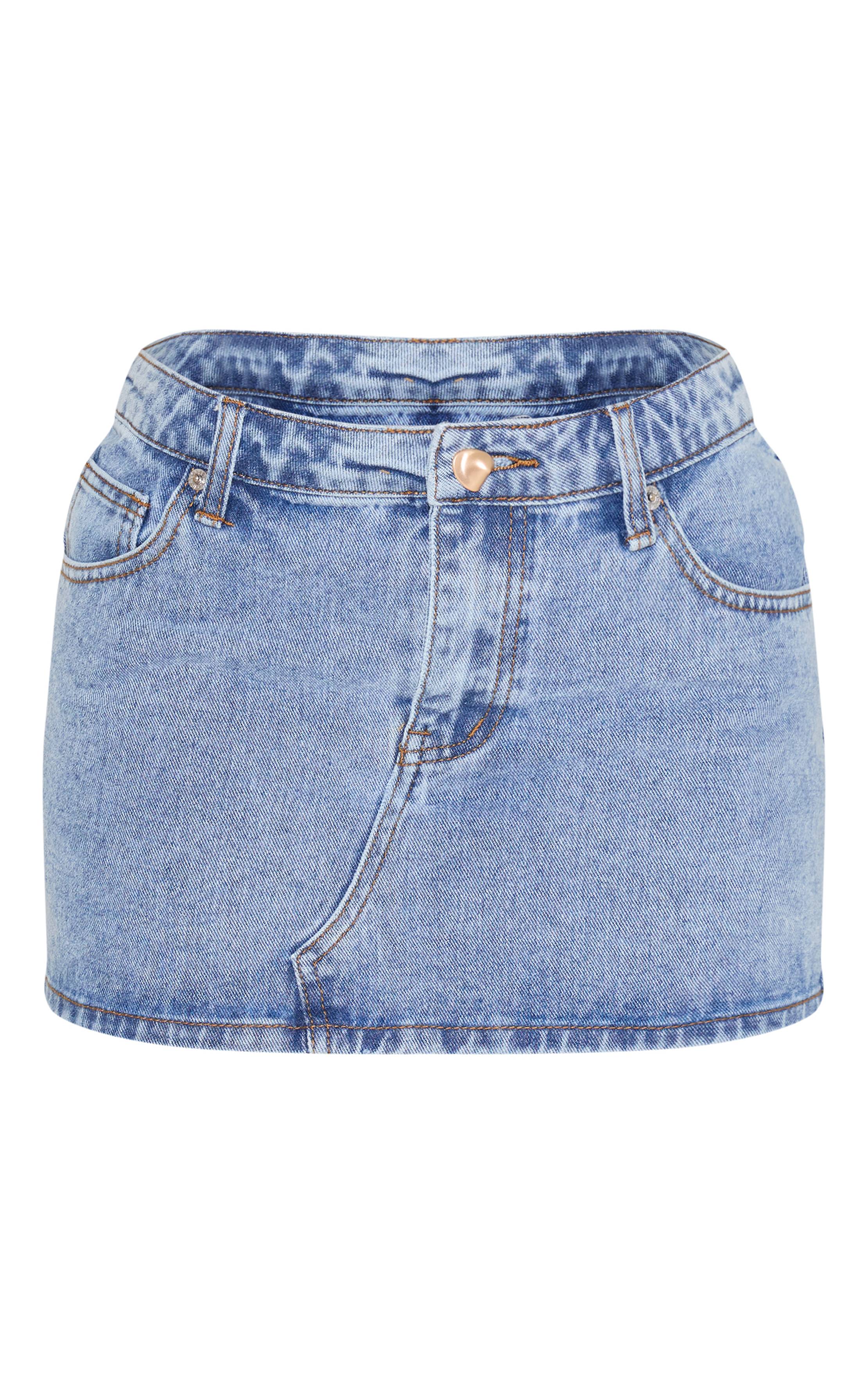Light Blue Wash Mini-jupe En Jean Avec Détails Boutonnés Petite