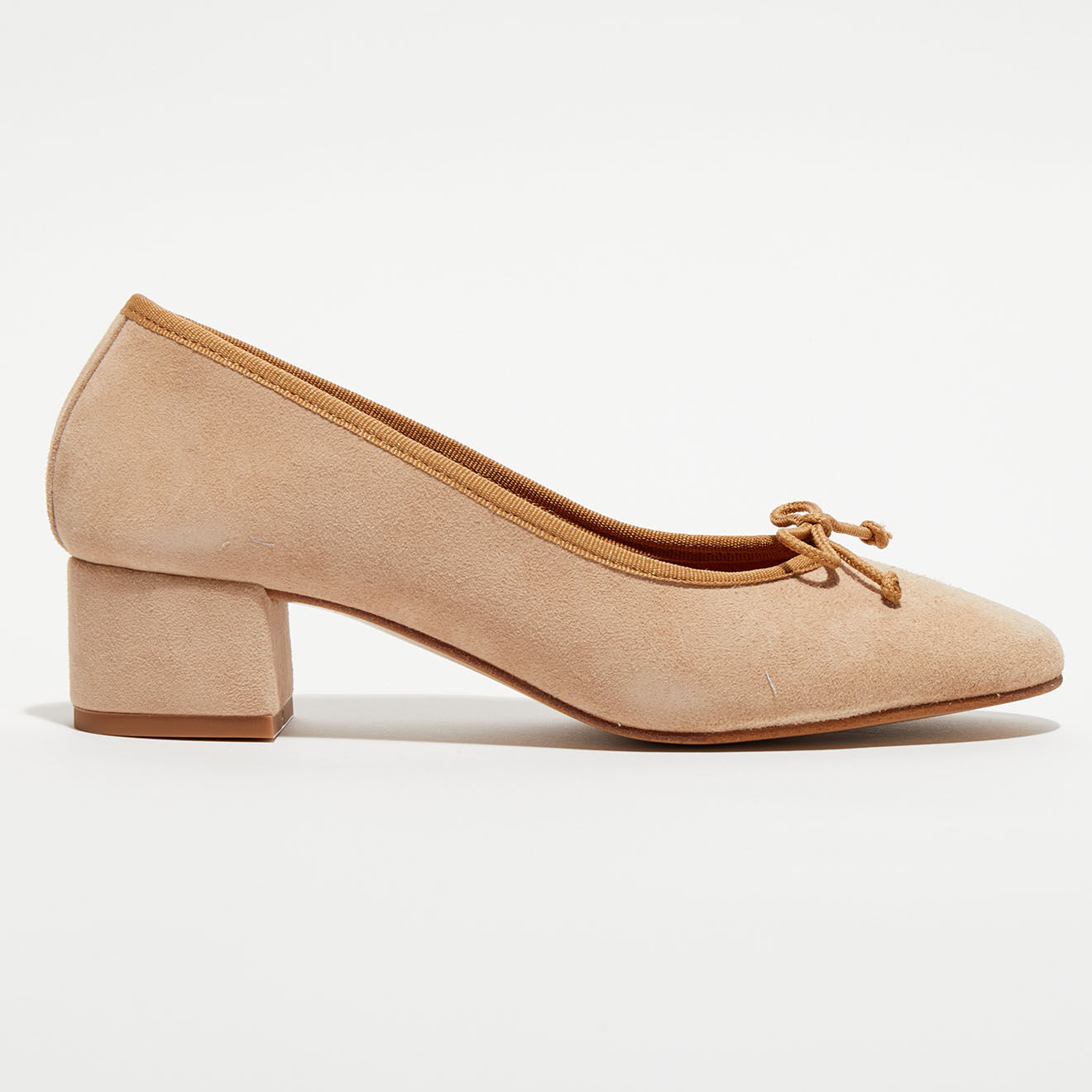 Quartier Latin Ballerines trotteurs en Velours de Cuir Diane sable - Talon 4 cm