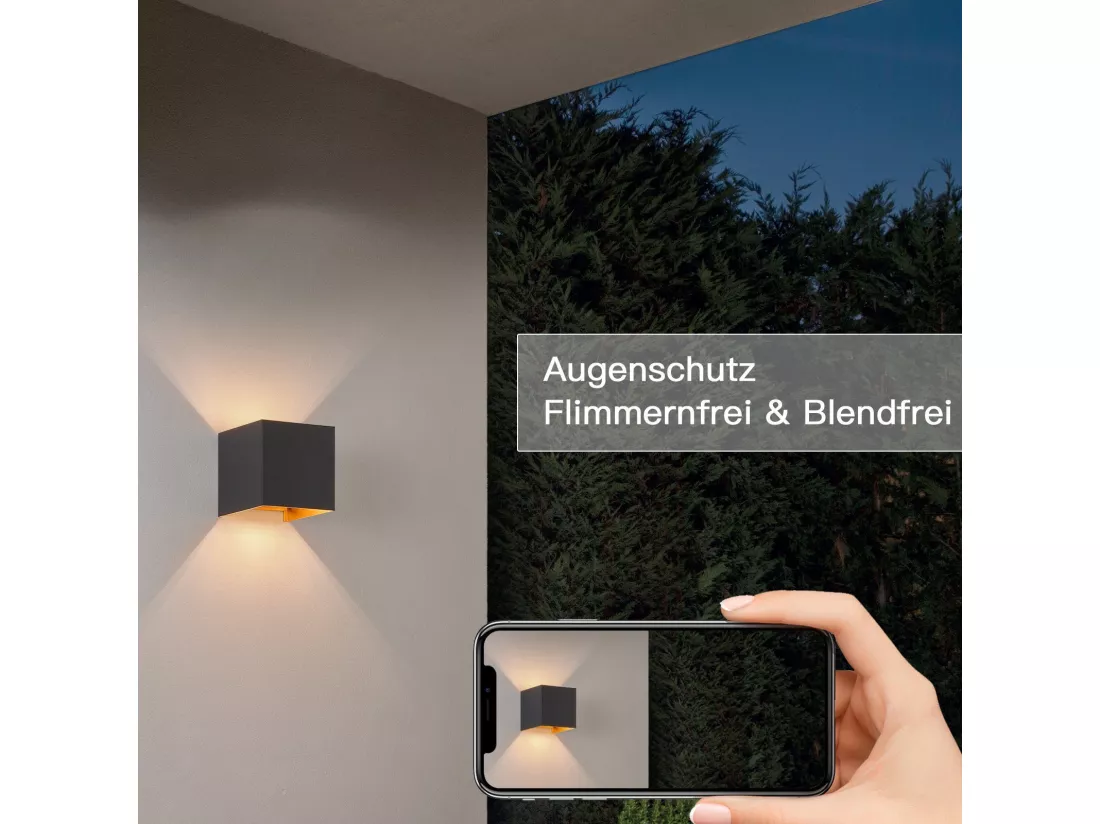 NETTLIFE Applique LED 3W -G9 Lampe Murale Extérieur/Intérieure Noire et Dorée，étanche double faisceau réglable IP65 230V 3000K