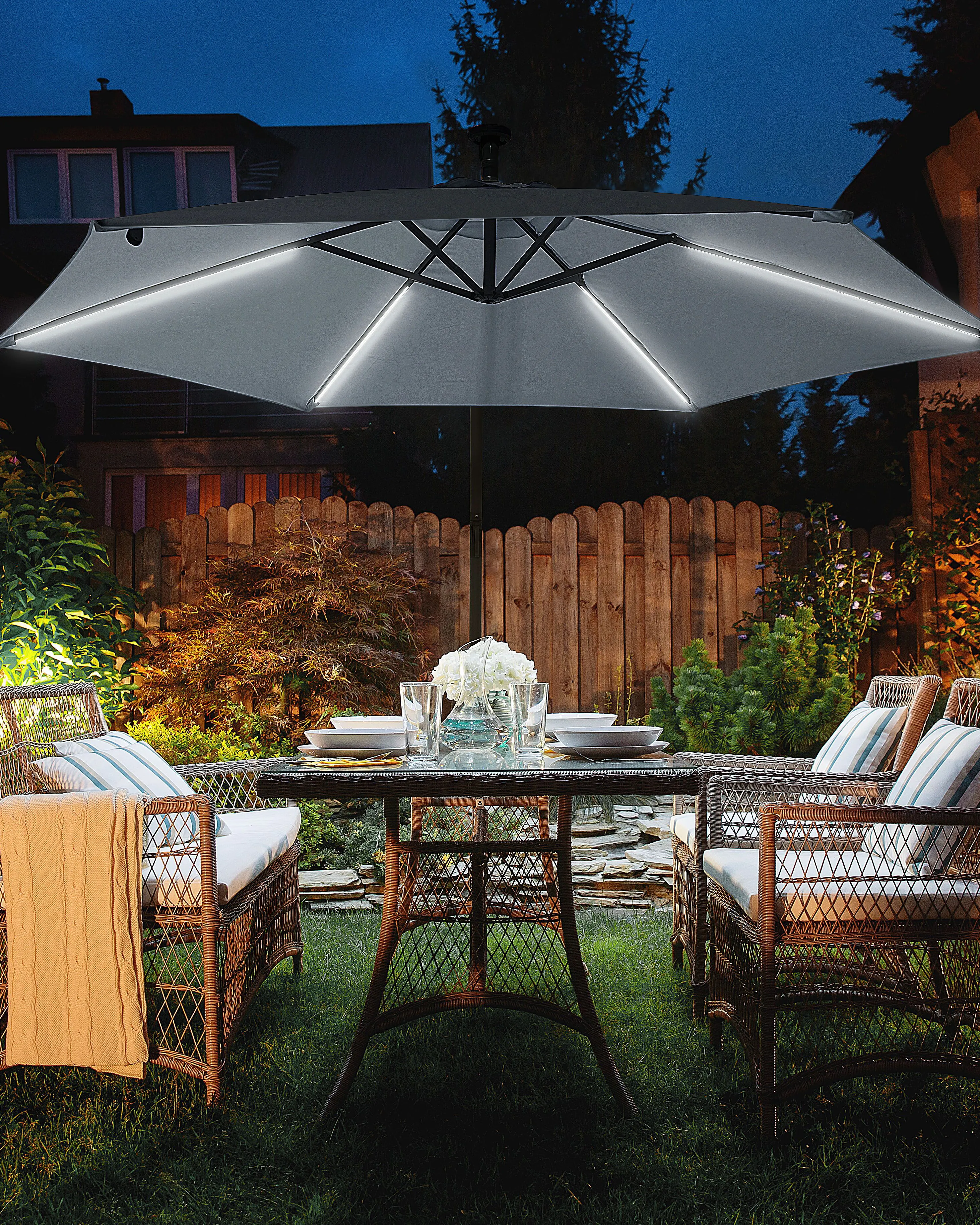 Zweefparasol LED 285 cm CORVAL Grafietgrijs