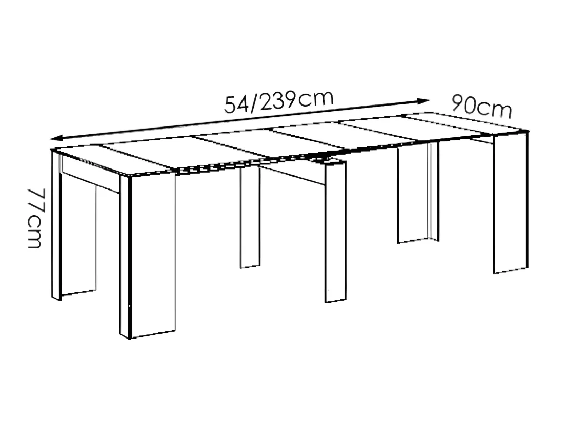 Console table extensible 10 couverts - 4 rallonges - Naturel clair - ONEGA