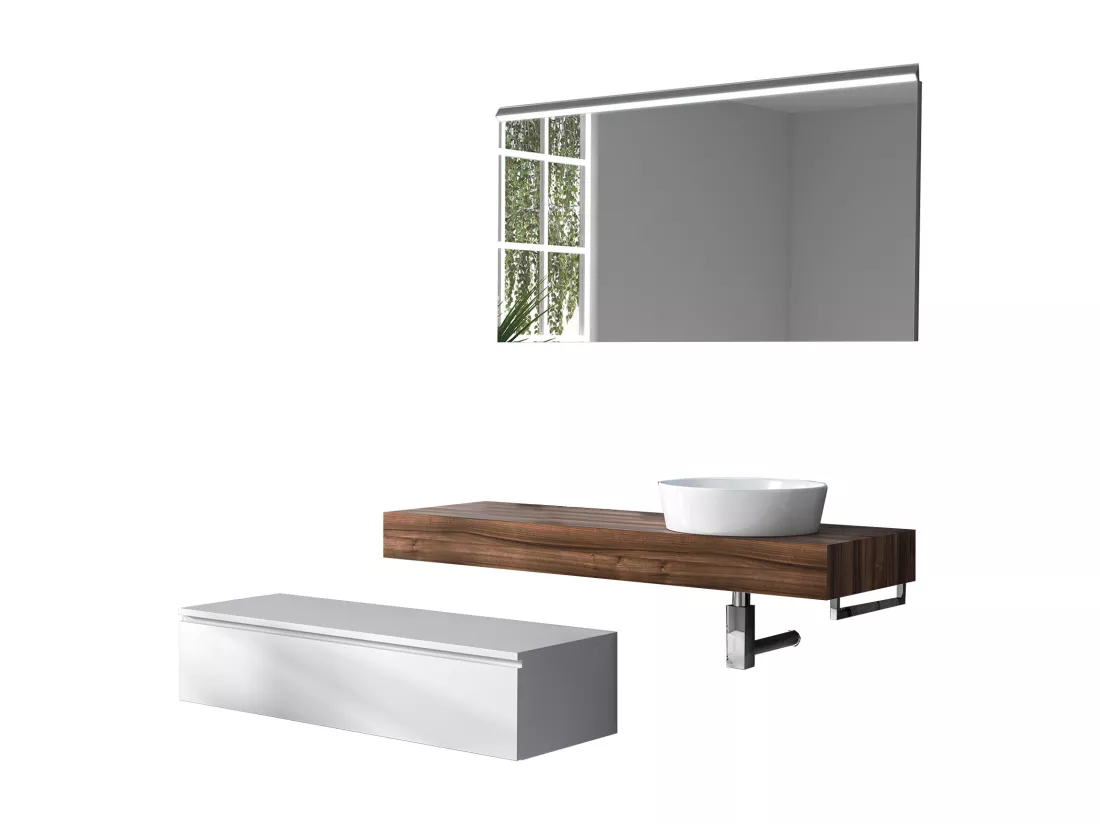 Ensemble de salle de bain 5 pièces ASTRA noyer/blanc